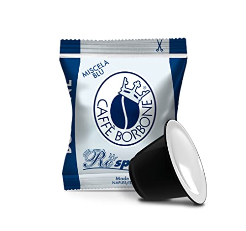 Caffè Borbone 100 Coffee Capsules Compatible Nespresso Blue Blend, NOT COMPATIBLE with Vertuo, Powerful Character and Intense Aroma, Roasted and Freshly Packaged in Italy
