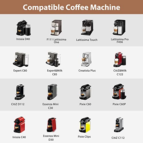 Reusable Capsules for Nespresso OriginalLine - 6pcs Espresso Refillable Pods Stainless Steel Coffee Pods Compatible for Nespresso Originaline Machine(6 Pods+100pcs Lids+ Bamboo Storage Tray)