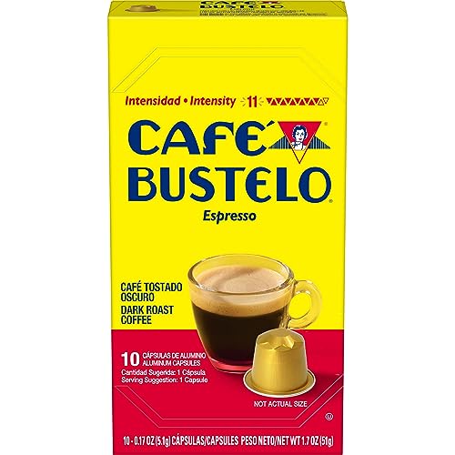 Café Bustelo Aluminum Espresso Capsules, Dark Roast Coffee, Nespresso OriginalLine Compatible, Intensity 11, 40 Count