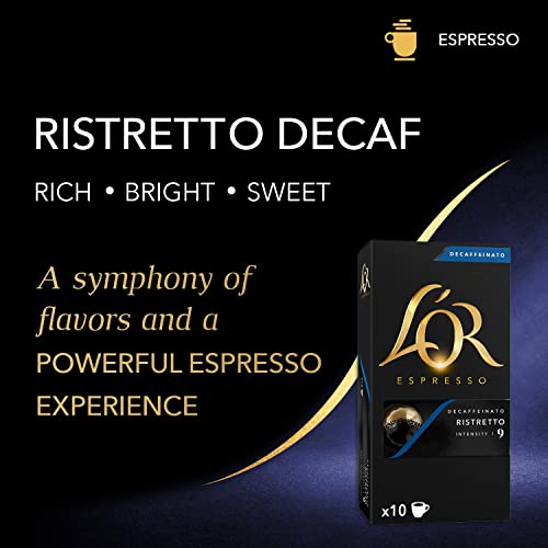 L'OR DECAF Espresso Capsules, 50 Count DECAF Ristretto, Single-Serve Aluminum Coffee Capsules Compatible with the L'OR BARISTA System & Nespresso Original Machines