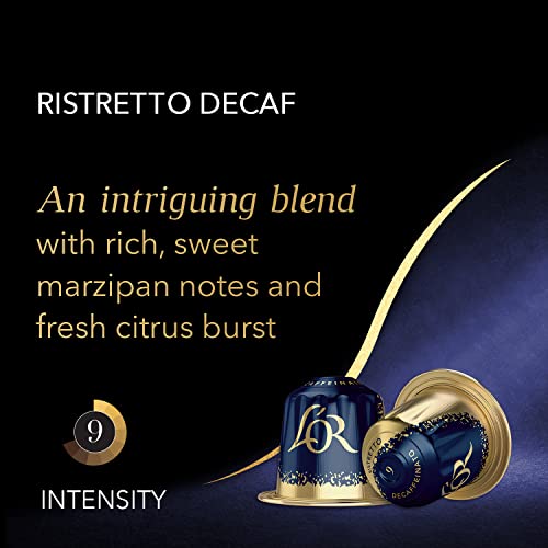 L'OR DECAF Espresso Capsules, 50 Count DECAF Ristretto, Single-Serve Aluminum Coffee Capsules Compatible with the L'OR BARISTA System & Nespresso Original Machines
