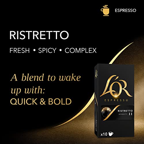 L'OR Espresso Capsules, 50 Count Ristretto, Single-Serve Aluminum Coffee Capsules Compatible with the L'OR BARISTA System & Nespresso Original Machines