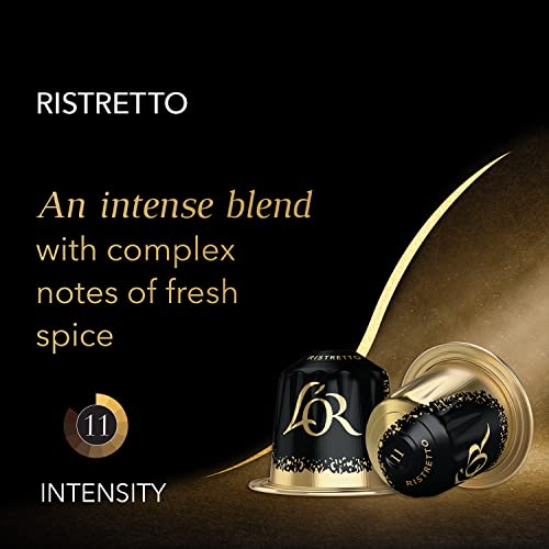 L'OR Espresso Capsules, 50 Count Ristretto, Single-Serve Aluminum Coffee Capsules Compatible with the L'OR BARISTA System & Nespresso Original Machines