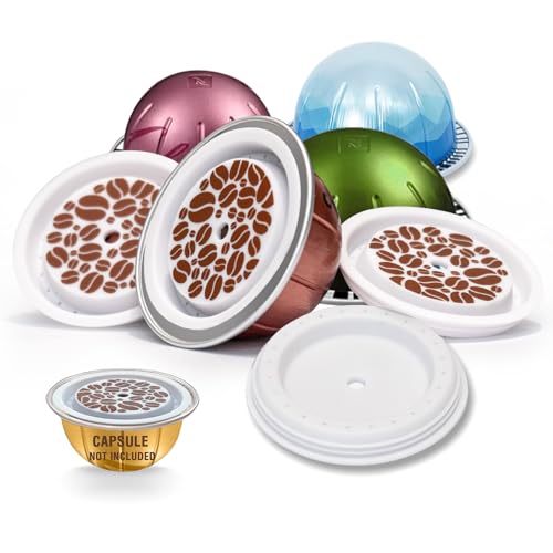 SWEETDEER Reusable Lids For Nespresso Vertuo, 4 Pcs Food Grade Silicon For Nespresso Reusable Pods Vertuo, Refillable Vertuo Pod,Compatible with Nespresso Vertuoline Capsule (No Capsule)
