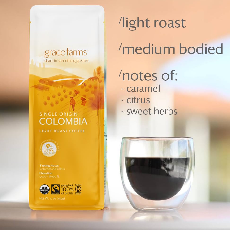 Grace Farms Organic Colombian Single Origin Light Roast 12oz
