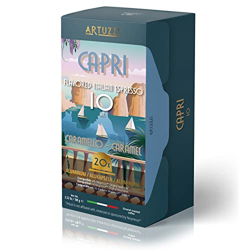 Artuzzi 120ct Italian Espresso | Classic Flavored Pods Caramel Chocolate Vanilla Espresso For Original Nespresso Compatible Pod Machines | 100% Aluminum Capsules & Recyclable