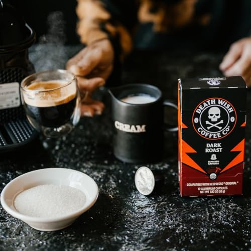 Death Wish Coffee, Dark Roast Espresso Capsules Compatible with Nespresso Original Machines (30 Count)