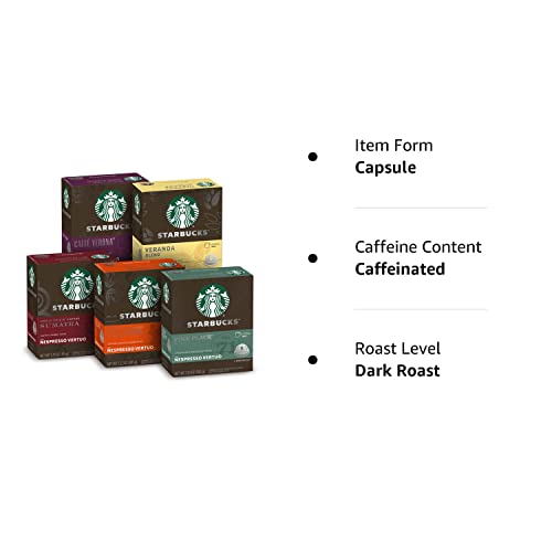 Starbucks by Nespresso Blonde, Medium, and Dark Roast Variety Pack Coffee (40-count single serve capsules, compatible with Nespresso Vertuo Line System)