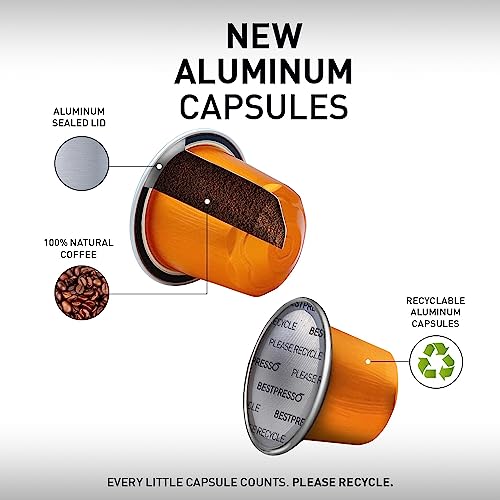 Bestpresso Coffee for Nespresso Original Machine 120 pods Certified Genuine Espresso Variety Pack includes one pack of decaf coffee, Pods Compatible with Nespresso Original