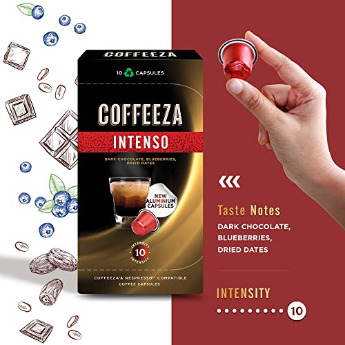 Coffeeza Coffee Pods Variety Pack of 4, Nespresso Pods Original Machine Compatible, Medium & Dark Roast Coffee Capsules - 40 Single Serve Nespresso Compatible Coffee Pods