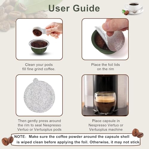 Clinuse Aluminum Foils Lids Seals to Reuse Nespresso Capsules Coffee Pods, Compatible with Nespresso Vertuoline Vertuo, 100Pcs Reuse Coffee Pods Cover Seals (61mm, Grey)