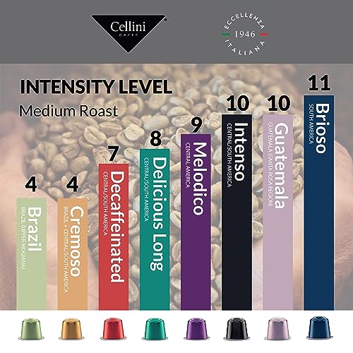 Cellini Caffè Intenso Aluminum Nespresso Pods 30 Count Dark Roast Coffee Capsules 100% Nespresso Original Machine Compatible Extra Strong