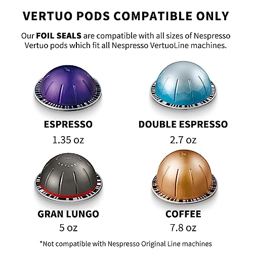 Fanativita Aluminum Foil Seal Lids for Nespresso Pods Vertuo, Compatible with Nespresso Vertuo Reusable Pods, 200Pcs Coffee Pods Lids (62mm)