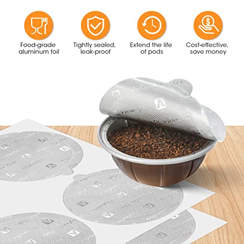 Aieve Aluminum Foil Seals Lid for Reusable Nespresso Pods Vertuo Compatible with Nespresso Refillable Capsule (120Pcs)