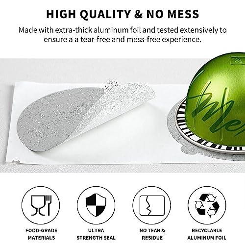 Fanativita Aluminum Foil Seal Lids for Nespresso Pods Vertuo, Compatible with Nespresso Vertuo Reusable Pods, 200Pcs Coffee Pods Lids (62mm)