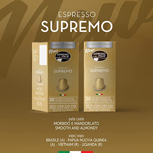 ESPRESSO ITALIA 100 Aluminum Capsules Compatible with Nespresso Original Lines Machines - SUPREMO BLEND, Italian Espresso Coffee Pods