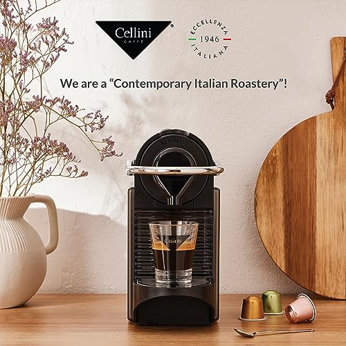 Cellini Caffè Intenso Aluminum Nespresso Pods 30 Count Dark Roast Coffee Capsules 100% Nespresso Original Machine Compatible Extra Strong