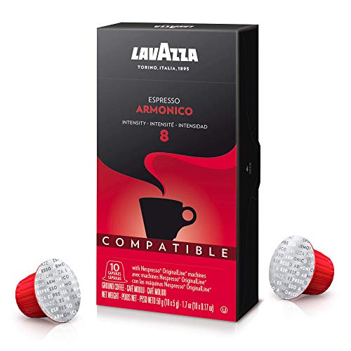 Lavazza Armonico Dark Roast Coffee Capsules Compatible with Nespresso Original Machines ,Value Pack, Blended and roasted in Italy, with full bodied Flavor and Notes, 10 Count (Pack of 6)