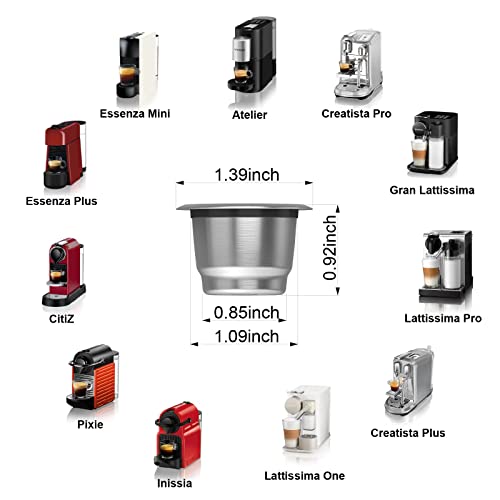 Triplot Reusable Capsules for Nespresso OriginalLine - 6pcs Refillable Coffee Pods,Stainless Steel Cups Compatible for Nespresso OriginalLine Machine (6Pods+100pcs Lids+Tray+Refilling Tool&Tamper)