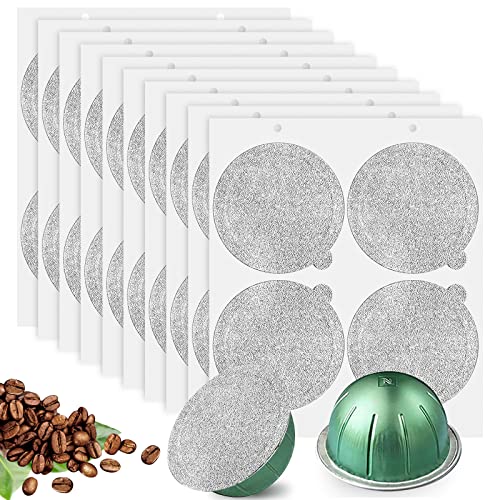 Aluminum Foils Lids to Reuse Vertuoline Capsules Coffee Pods and Refillable Pods,Compatible with Nespresso VertuoLine Machine, 64mm (100pcs)