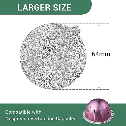 Aluminum Foils Lids to Reuse Vertuoline Capsules Coffee Pods and Refillable Pods，Compatible with Nespresso VertuoLine Machine, 64mm (100pcs)