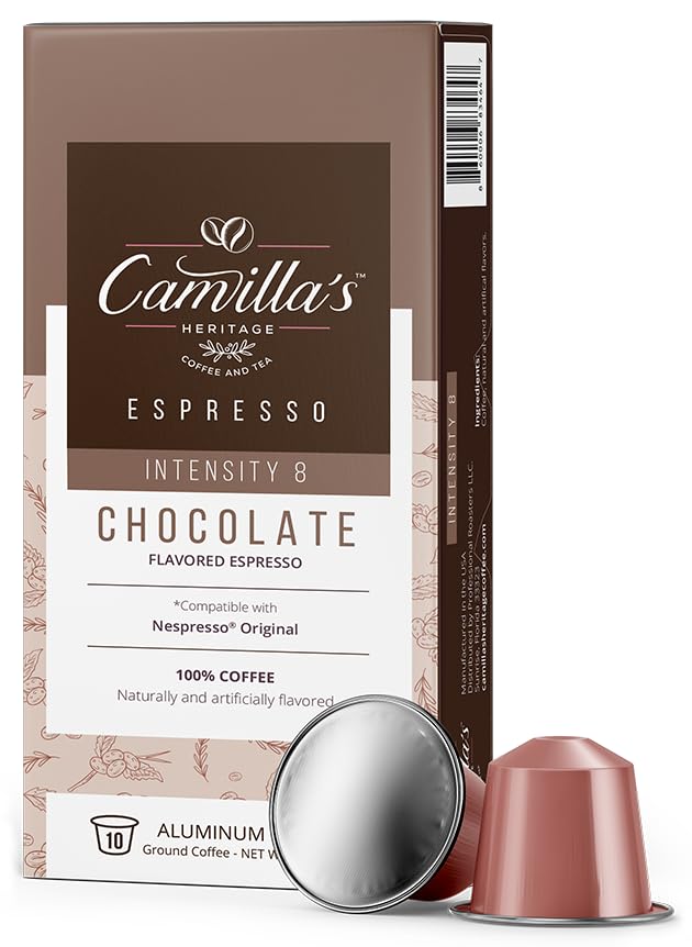 Camilla's Heritage Coffee, Espresso Capsules, 60 Flavored Coffee Pods, Variety Pack, Medium Roast, Intensity 8, Single Cup Aluminum Coffee Cups, Nespresso Compatible Machine, Brews 1.35oz