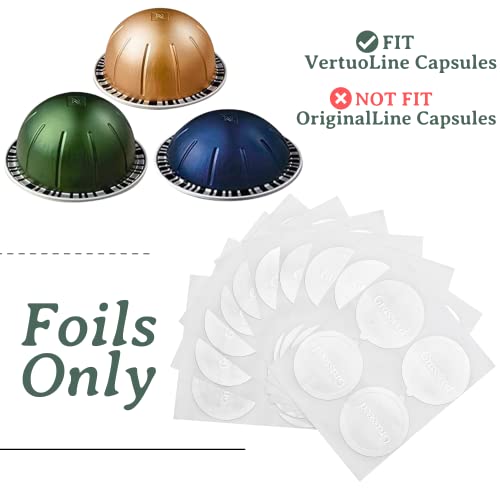 Grasseed Aluminum Foils Lids to Reuse Coffee Pods Compatible with Nespresso VertuoLine Capsules-200 Pcs