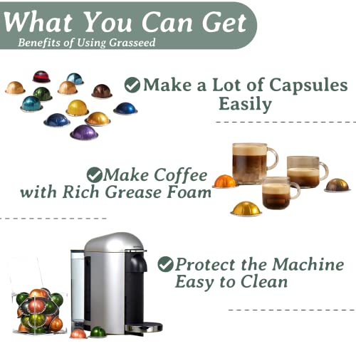 Grasseed Aluminum Foils Lids to Reuse Coffee Pods Compatible with Nespresso VertuoLine Capsules-200 Pcs