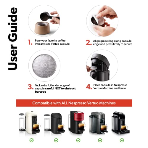 All-New di Oro Caffè Reusable Coffee Pod Lids Compatible for Nespresso VertuoLine Machines to Reuse Vertuo Coffee Capsules - 62mm Cover Seals for Refillable Pods - Aluminum Foil Lids (120 Pack)