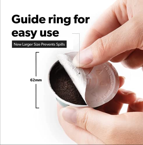 All-New di Oro Caffè Reusable Coffee Pod Lids Compatible for Nespresso VertuoLine Machines to Reuse Vertuo Coffee Capsules - 62mm Cover Seals for Refillable Pods - Aluminum Foil Lids (120 Pack)
