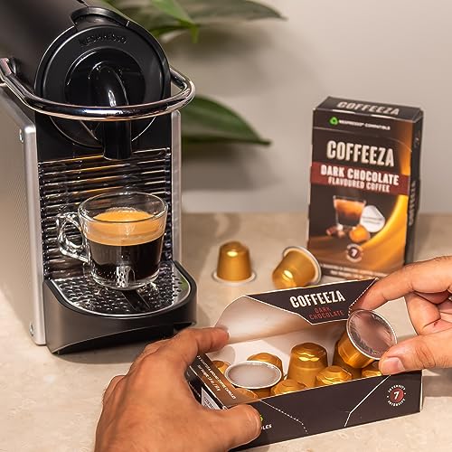 Coffeeza Dark chocolate Flavored Espresso Coffee Pods, Compatible with Nespresso Original Line, Medium Roast, Intensity – 7, 100% Arabica Aluminium Coffee Capsules, 3 Pack - 30 Single Serve Coffee Pods