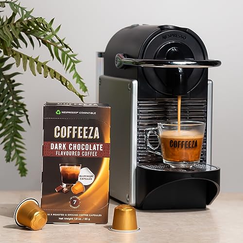 Coffeeza Dark chocolate Flavored Espresso Coffee Pods, Compatible with Nespresso Original Line, Medium Roast, Intensity – 7, 100% Arabica Aluminium Coffee Capsules, 3 Pack - 30 Single Serve Coffee Pods