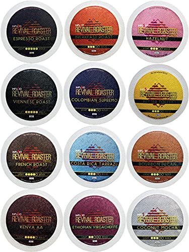 96 Count Coffee Variety Pack (12 amazing blends), Single Serve Coffee Pods for Keurig K Cup Brewers - InfuSio Revival Roaster Premium Roasted Coffee (Variety, 96 Compatible with 2.0)…
