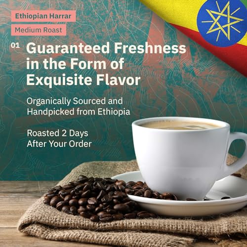 Organic Ethiopian Medium Roast Whole Bean Coffee, 12oz
