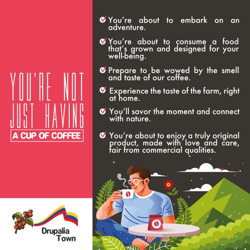 Drupalia Town Ground Colombian Supremo Coffee, Medium Roast