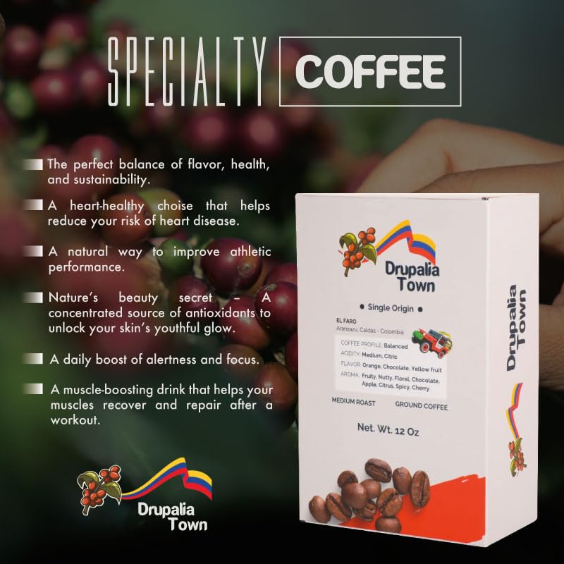 Drupalia Town Ground Colombian Supremo Coffee, Medium Roast