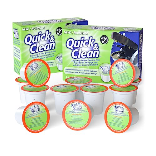 Quick & Clean [12-Pack] Keurig Cleaning Pods - K Cup Cleaner Pod For Keurig - 2.0 Coffee Machine Compatible, Removes Stains, Non-Toxic and Eco-Friendly