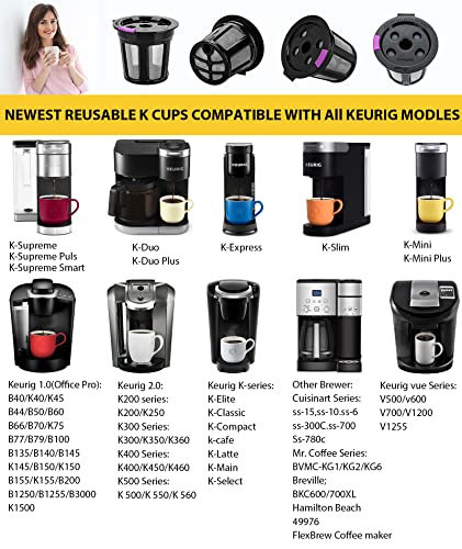 MaxRona Reusable K Cups for Keurig Supreme Multistream Series-4 Packs Universal compatible with Coffee Pods-Leakproof Refillable for All Keurig 2.0 & 1.0 Brewers, BPA Fre