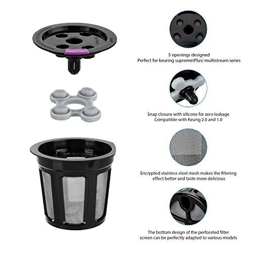 MaxRona Reusable K Cups for Keurig Supreme Multistream Series-4 Packs Universal compatible with Coffee Pods-Leakproof Refillable for All Keurig 2.0 & 1.0 Brewers, BPA Fre