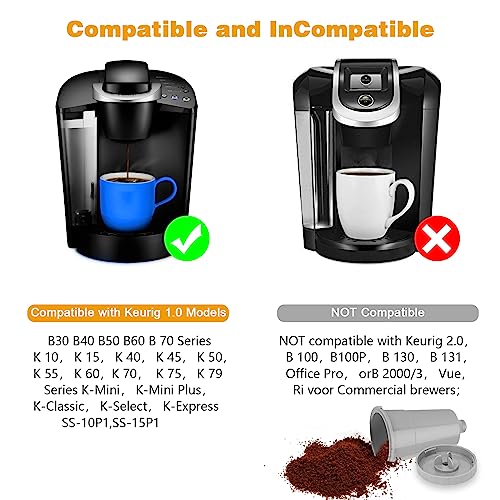 Reusable K Cups for Keurig丨Coffee Filters丨 K Cup Reusable Coffee Pods Compatible with Keurig 1.0, Brew,K-Classic, K-Mini, Coffee or Tea,Universal Fit B30 B40 B50 B60 B70 Series BPA Free-3 Packs