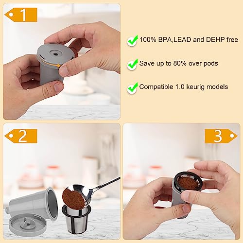 Reusable K Cups for Keurig丨Coffee Filters丨 K Cup Reusable Coffee Pods Compatible with Keurig 1.0, Brew,K-Classic, K-Mini, Coffee or Tea,Universal Fit B30 B40 B50 B60 B70 Series BPA Free-3 Packs