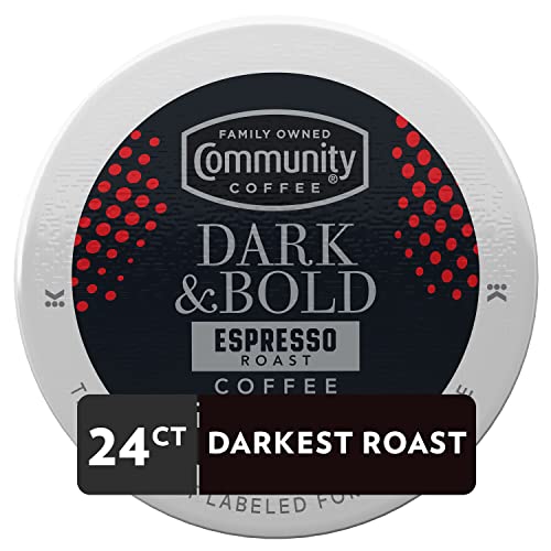 Community Coffee Dark & Bold Espresso Roast 24 Count Coffee Pods, Compatible with Keurig 2.0 K-Cup Brewers.