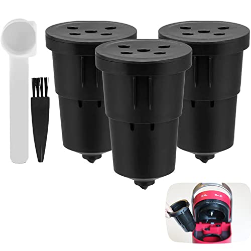 Eaykee Reusable k Cups Coffee Filters - 3 packs Coffee Pods Compatible with Keurig Machines 1.0 Coffee Makers - Fit SS-300C SS-6 ss-700 ss-780PC K-Slim K-Elite K-Cafe K-Select (Black)