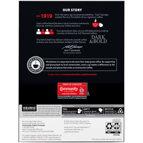 Community Coffee Dark & Bold Espresso Roast 24 Count Coffee Pods, Compatible with Keurig 2.0 K-Cup Brewers.
