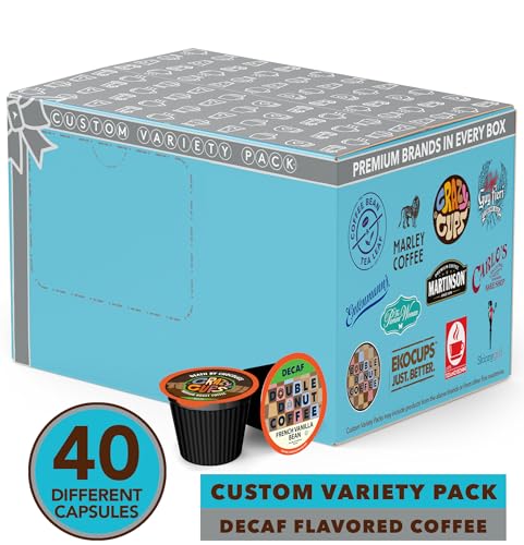 Flavored Decaf Coffee Pods Variety Pack Compatible with Keurig K Cups Brewers, 40 Count, Assorted Decaffeinated Flavored Coffee Sampler