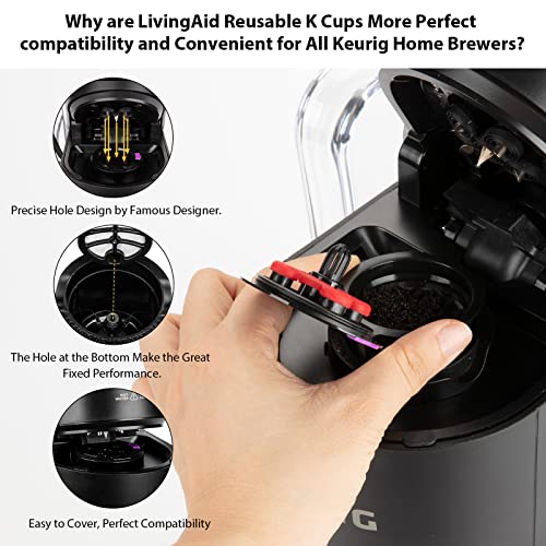 2 Packs Reusable K Cups for Keurig Multistream Technology, LivingAid Universal Fit Keurig Reusable Coffee Pods Filters Leakproof, Stainless Micro Mesh Refillable K Cups for Keurig 2.0 & 1.0 Brewers