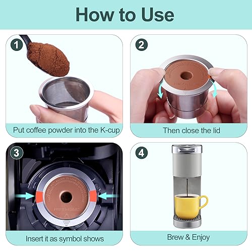 RETHONE K Cup Reusable Coffee Pods Compatible with Keurig 1.0 & 2.0 Coffee Machines, Universal Stainless Steel Reusable K Cups Brewers Refillable K Cups (4 Pack)