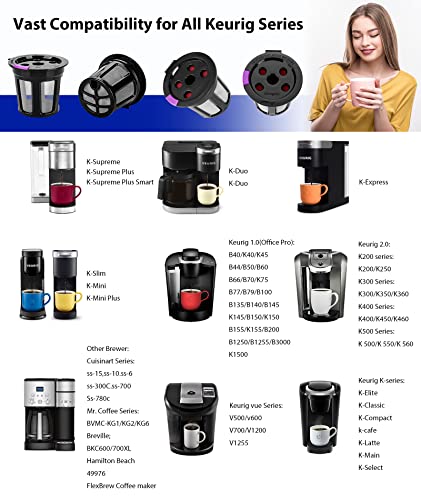 2 Packs Reusable K Cups for Keurig Multistream Technology, LivingAid Universal Fit Keurig Reusable Coffee Pods Filters Leakproof, Stainless Micro Mesh Refillable K Cups for Keurig 2.0 & 1.0 Brewers
