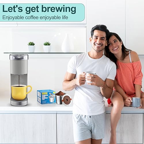 RETHONE K Cup Reusable Coffee Pods Compatible with Keurig 1.0 & 2.0 Coffee Machines, Universal Stainless Steel Reusable K Cups Brewers Refillable K Cups (4 Pack)