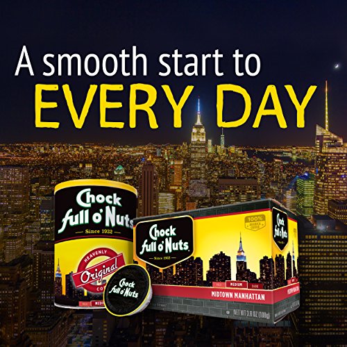 Chock Full o’Nuts Colombian Medium Roast, K-Cup Compatible Pods (18 Count) – Arabica Coffee in Eco-Friendly Keurig-Compatible Single Serve Cups